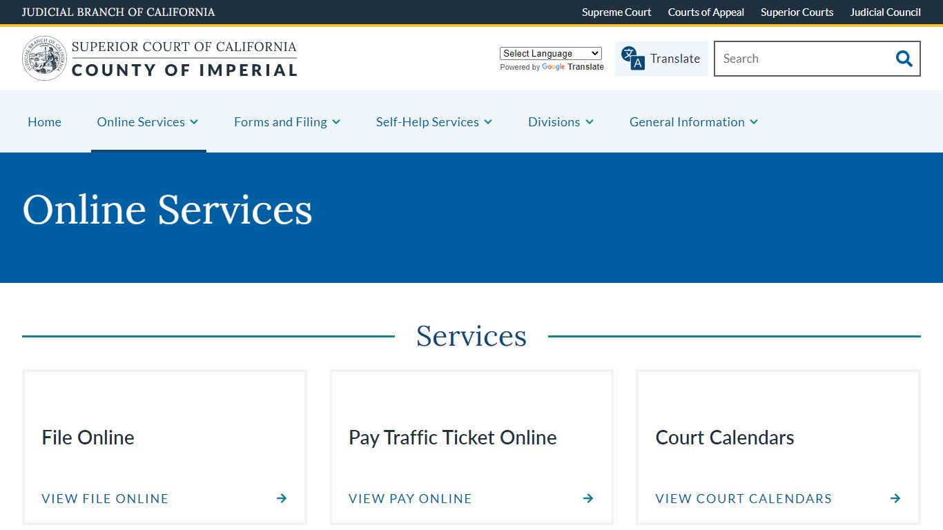 Online Services | Superior Court of California | County of Imperial
